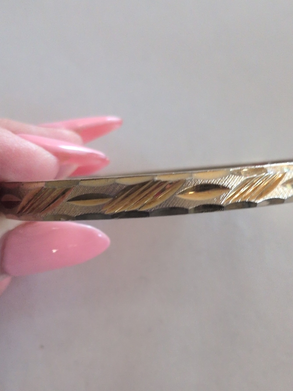 Two-Tone Engraved Bangle Bracelet - Gold & Silver